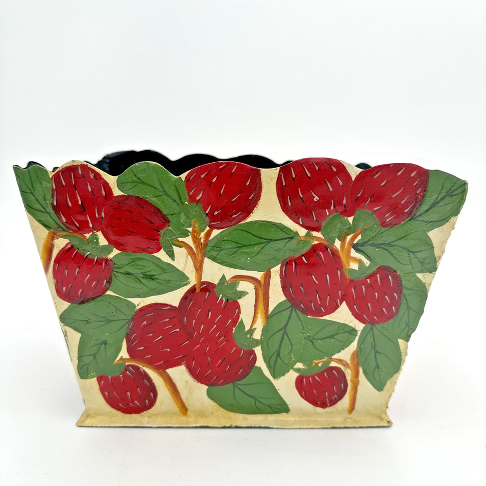Vintage Metal Strawberry Themed Planter